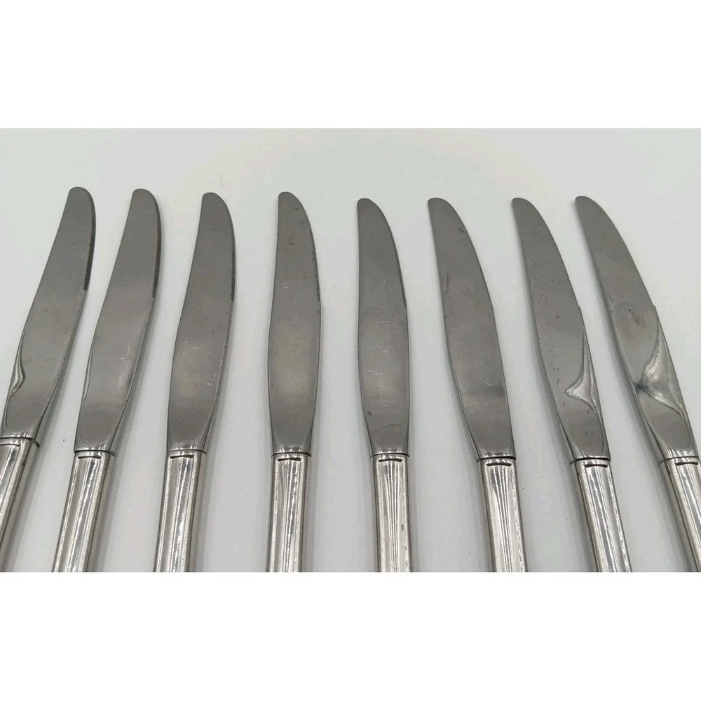 8  Oneida BANCROFT‎ USA Stainless Flatware Glossy Dinner Knives Set LOT